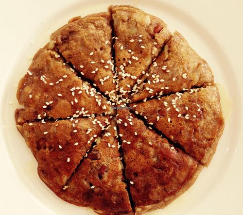 Henry´s Vegan Pancake J
with bananas, almonds and syrup
 at Five Star J Restaurant in Pattaya