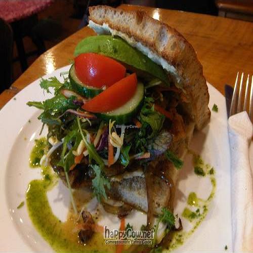 The fabled tofu burger. at Raw Power Cafe in Auckland