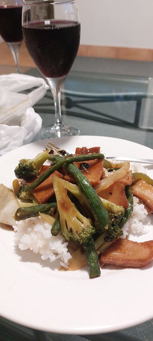 Don't go with the mock meats. They are disgusting, like... rubber. Nice sauce. at Tian Ran in Mermaid Beach