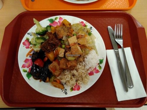 A bit of everything (huge mixed plate)  at Pure Vegetarian - Total Vegetarian - Stall in Adelaide