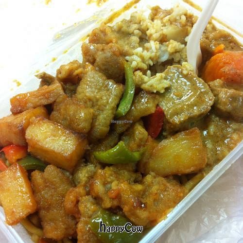 curry and sweet and sour gluten at Pure Vegetarian - Total Vegetarian - Stall in Adelaide