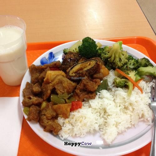 sweet and sour gluten, fish bites and broccoli at Pure Vegetarian - Total Vegetarian - Stall in Adelaide