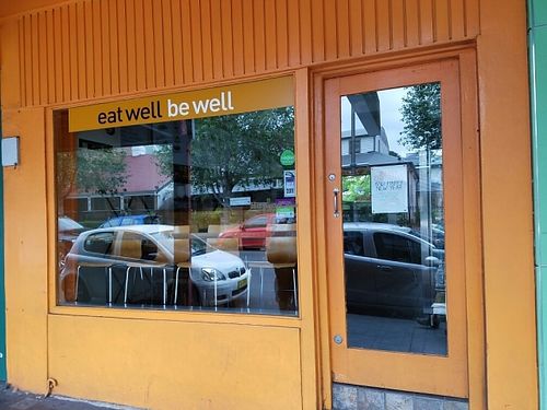 outside at Iku Wholefood Kitchen in Glebe