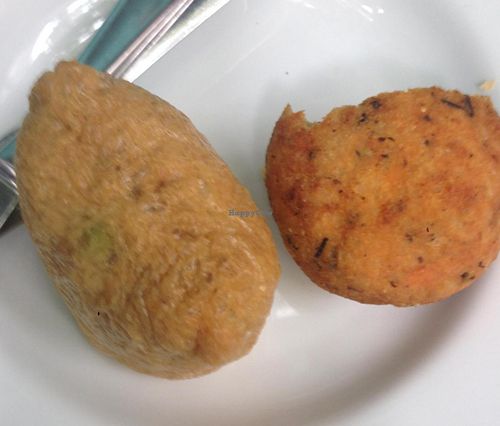 Tofu pocket and rice balls. at Iku Wholefood Kitchen in Glebe