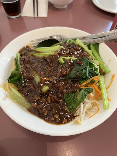 Minced tofu noodle dish (super good!)  at Mother Chu's Vegetarian Kitchen in Sydney