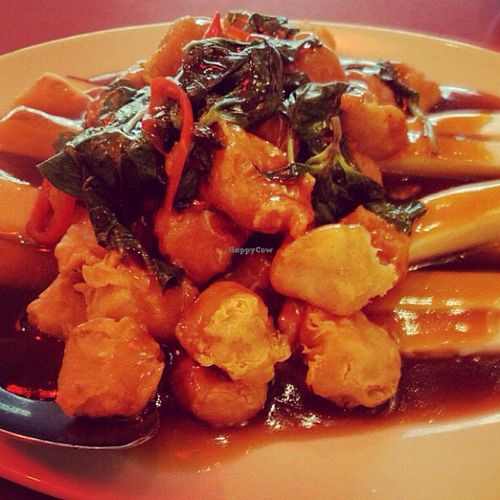 chicken chunks and eggplant at Mother Chu's Vegetarian Kitchen in Sydney