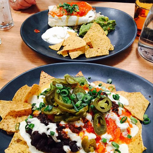 Nachos and burrito at Vegie Bar in Fitzroy