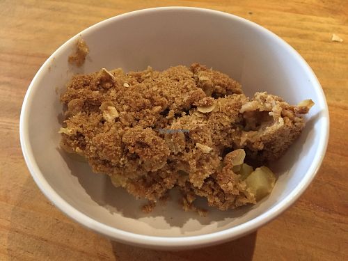 Vegan apple crumble  at Crossways in Melbourne