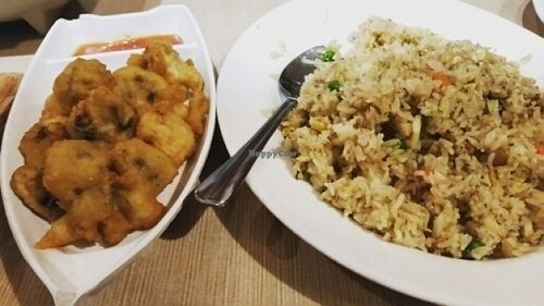 Crispy fried mushrooms and chicken fried rice at Utopia in Northbridge