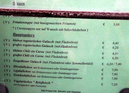 wide vegan choice on the menu at Rupp's Vegetarisches Pub   in Vienna