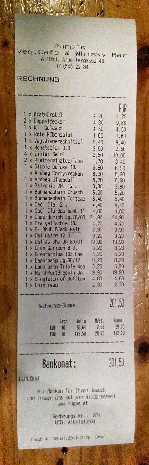 What a joyous night this was. at Rupp's Vegetarisches Pub   in Vienna