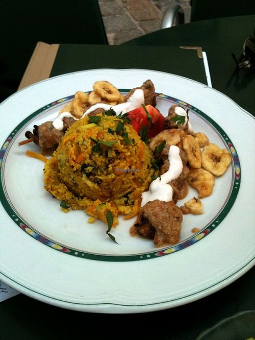 a dish served at one of the tables outside at Bio Bar von Antun in Vienna