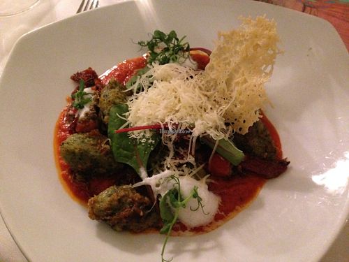 Homemade spinach gnocchi with Pomodori secchi and grana - delicious! at Hollerei in Vienna