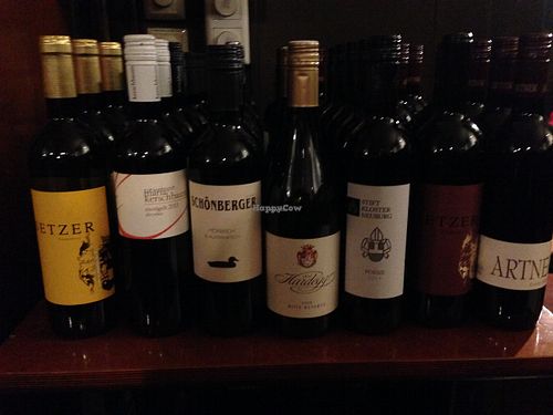 Wine selection at Hollerei in Vienna