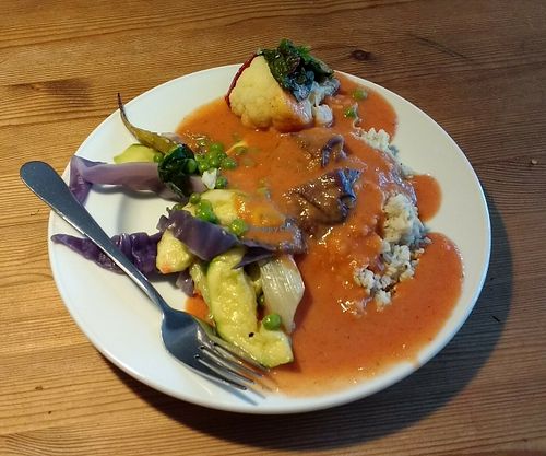 Vegan Sweet Potato-Mustard Sauce With Rice & Veggies at Morgenstedet in Copenhagen