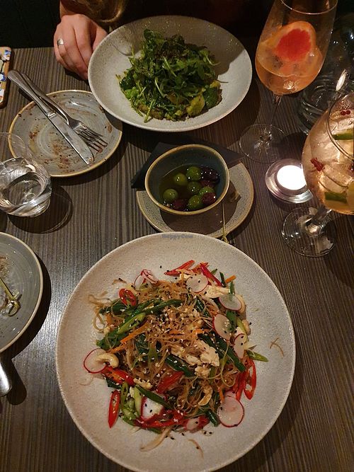 Thai noodles and green pasta dishes August 2020 at Food For Friends in Brighton
