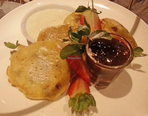 Drop scones with oat cream and jam, Terre a Terre Vegan cream tea at Terre a Terre in Brighton