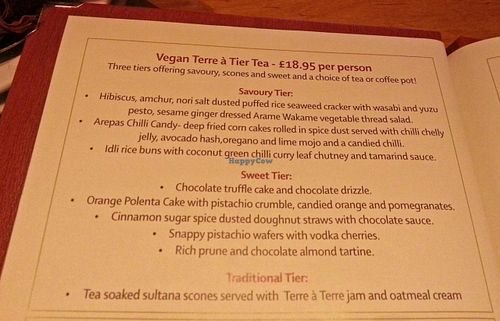 Vegan cream tea menu and description at Terre a Terre in Brighton