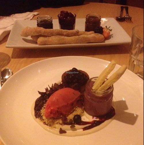 Churros and blackberry tart at Terre a Terre in Brighton