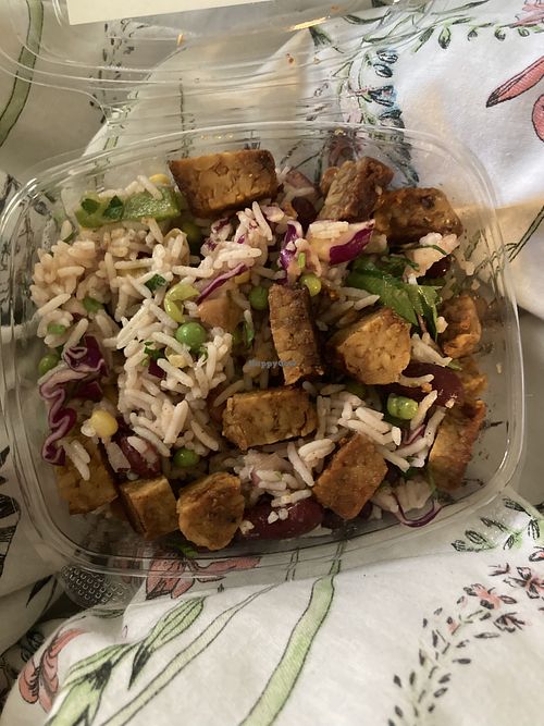 Vegan & GF tempeh rice box  at Arjuna Wholefoods Ltd in Cambridge