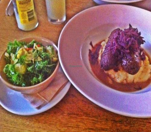 Chilli, sprouts & kale and the sausage & mash. at The Warehouse Cafe in Birmingham