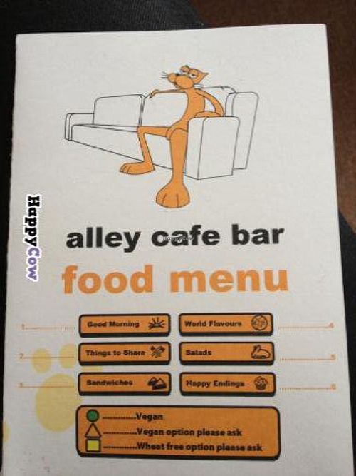 Menu at Alley Cafe Bar in Nottingham