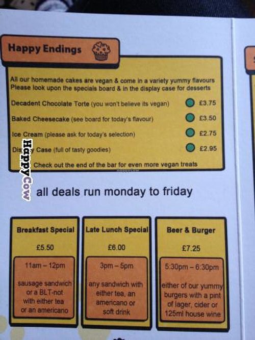 Happy endings, all vegan! And other stuff at Alley Cafe Bar in Nottingham