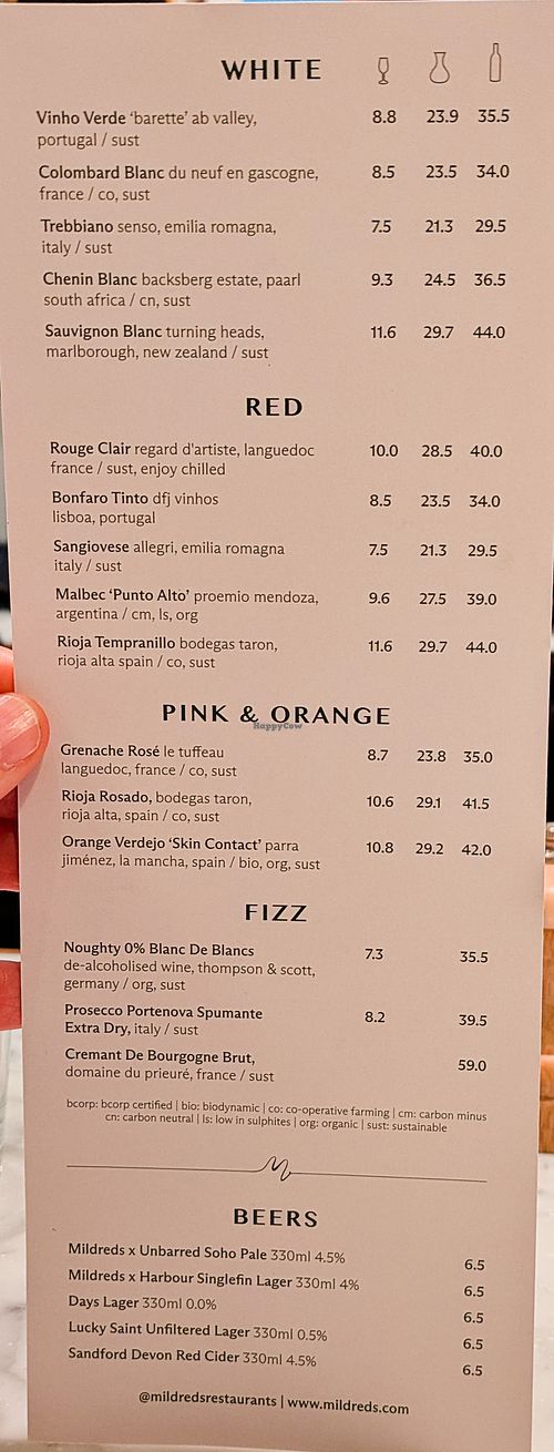 Menu page at Mildreds - Soho at Mildreds - Soho in London