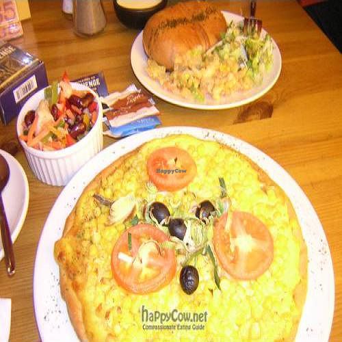 The 'vegan pizza' at Neal's Yard Cooperative in London