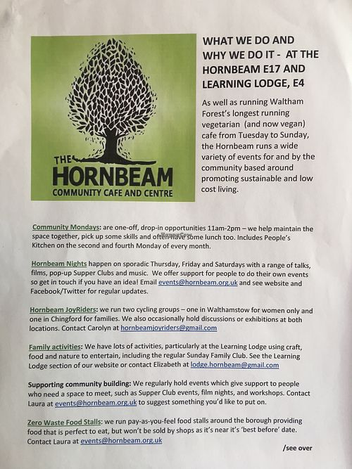 The Hornbeam intro at The Gleaners Cafe in East London