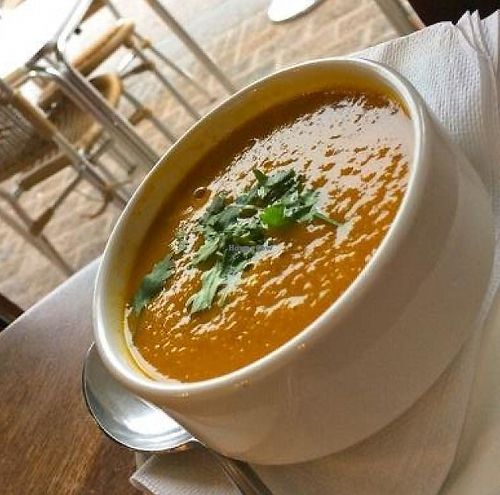 Carrot & Coriander Soup at Riverside Vegetaria in Kingston Upon Thames