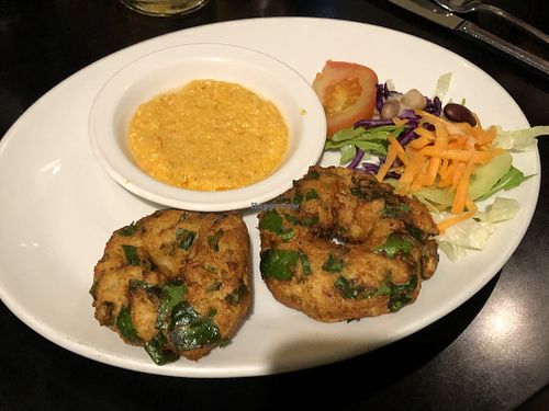 Spinach Vadai (vegan) is delicious  at Riverside Vegetaria in Kingston Upon Thames