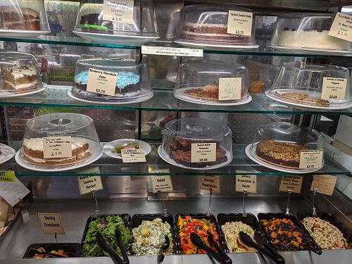 Café's vegan cakes and salads at The 8th Day in Manchester