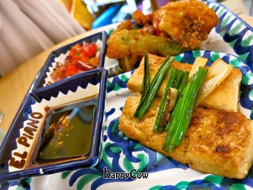 Tofu steak and Mixed Vegetable Tempura at El Piano in York