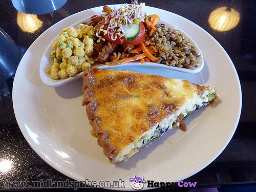 Toasted Pine Nut, Spinach and Garstang Blue Cheese Quiche with the Whale Tail Salad. at The Whale Tail Cafe in Lancaster