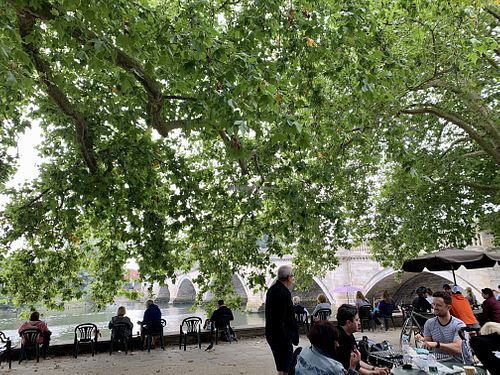 Outside seating area by the river  at Tide Tables in Richmond Upon Thames