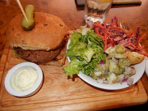 Spicy Beanburger at Herbies in Exeter
