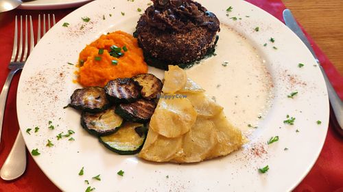 Wild Mushroom and Chestnut "Steak" at La Maison du Vert in Ticheville