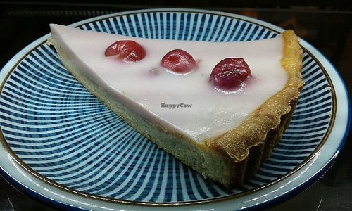 Cherries and Brazil nut tart, handmade spelt sourdough, gluten free.
 at Grand Appetit in Paris