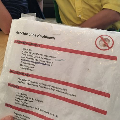 garlic-free menu! yeah! at Prinz Myshkin City in Munich