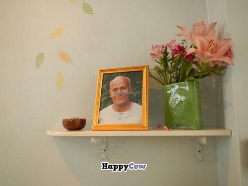 Sri Chinmoy. Indian spiritual leader, poet, artist, and vegetarian. at Kaffihusid Gardurinn - Ecstasy's Heart-Garden in Reykjavik