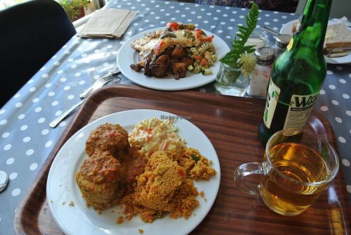 Tasty vegan food and vegan perry! at Quay Co-op Cafe - Sullivan's Quay in Cork