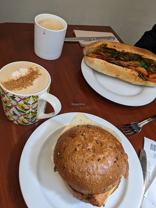 Breakfast bun and chai. Very good vegan options of the Upstairs cafe isn't open. at Quay Co-op Market in Cork