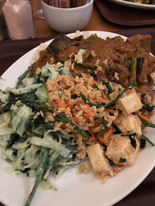 Lebanese aubergine and salads at Cornucopia in Dublin