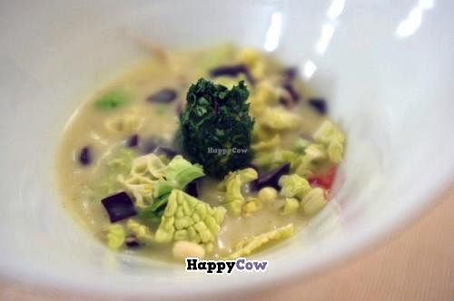 Coco winter soup with cabbage  at Joia Alta Cucina Naturale in Milan
