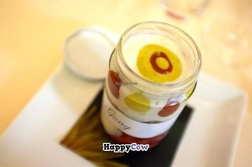 Gong, dessert of almonds cream  at Joia Alta Cucina Naturale in Milan