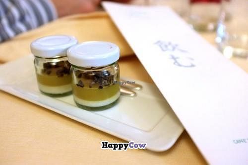 Lemon jelly at the end of the dinner at Joia Alta Cucina Naturale in Milan