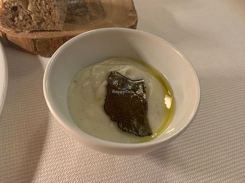 Cauliflower purée and truffle  at Joia Alta Cucina Naturale in Milan