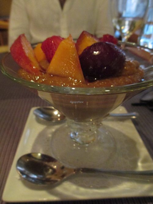 Amaranth pudding with fruit at Clorofilla in Bologna