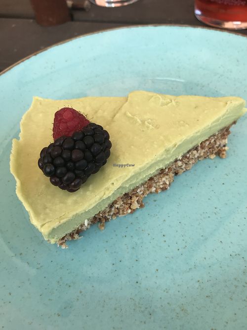 Avacado and lime cheesecake  at VeGee Deli in Lowestoft